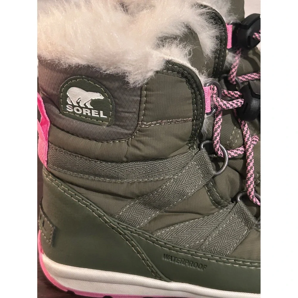 Sorel Whitney Short Lace Kids 2 Waterproof Winter Snow Boot Olive Green Gorpcore
